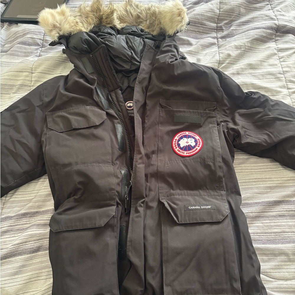 Canada Goose Black Jacket with Red Logo
